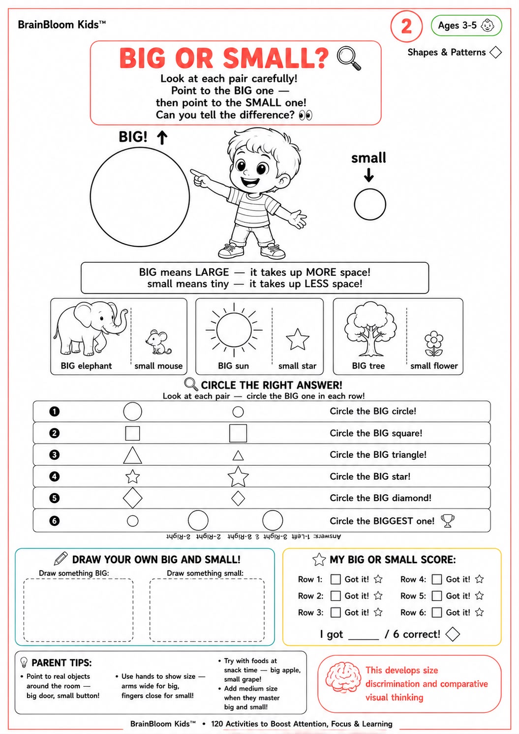 Big or Small — Shapes & Patterns, ages 3-5