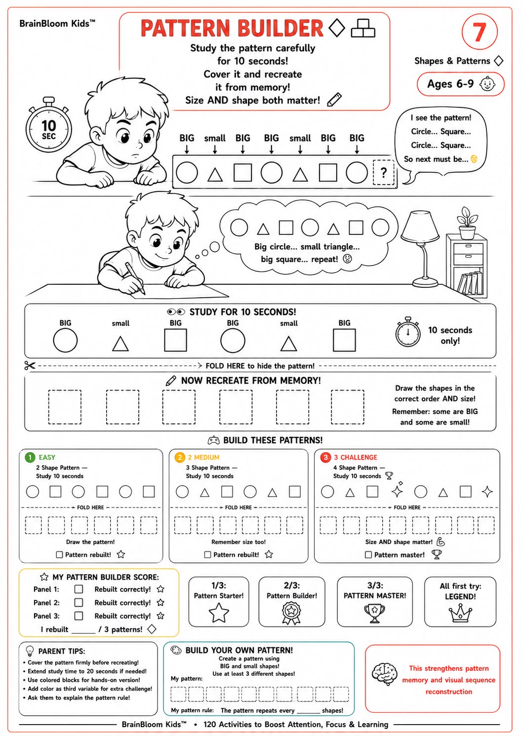 BrainBloom Kids sample activity page